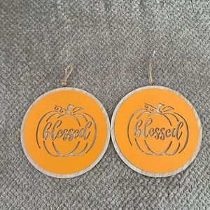 Orange Pumpkin 'Blessed' Wall Accents